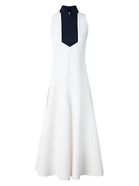 Jersey Mockneck Sleeveless Midi-Dress