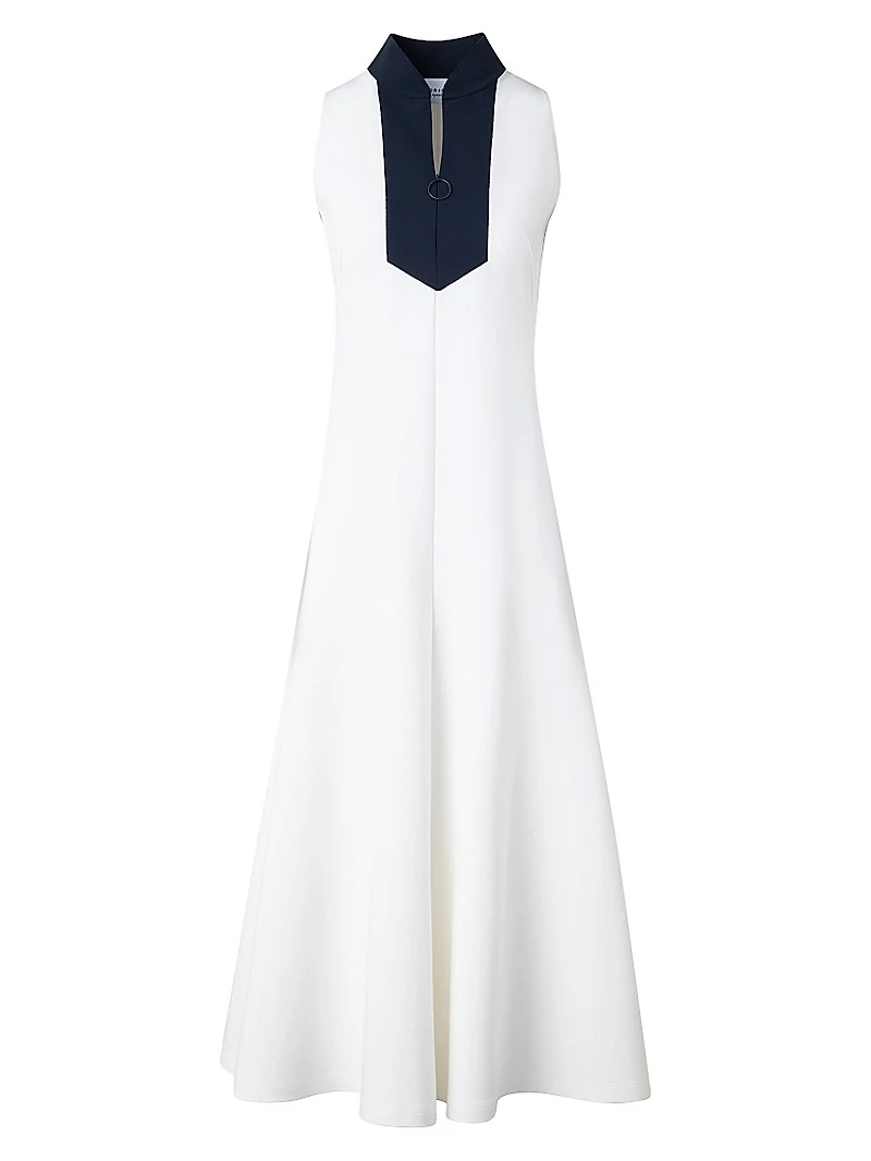 Jersey Mockneck Sleeveless Midi-Dress