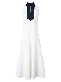 Jersey Mockneck Sleeveless Midi-Dress