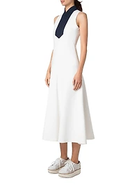 Jersey Mockneck Sleeveless Midi-Dress