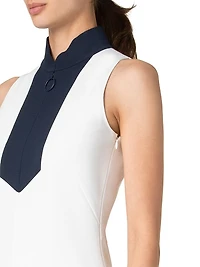 Jersey Mockneck Sleeveless Midi-Dress