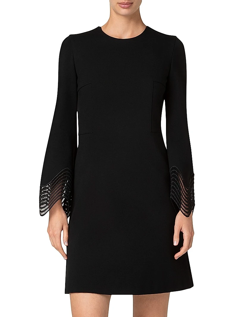 Scalloped Cuff Jersey Minidress