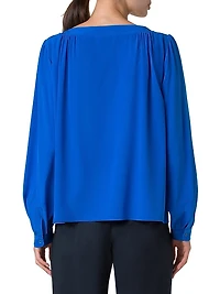 Silk-Crepe Boatneck Blouse