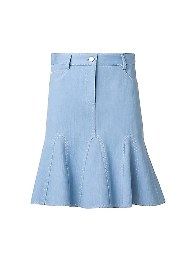 Stretch Denim Godet Skirt