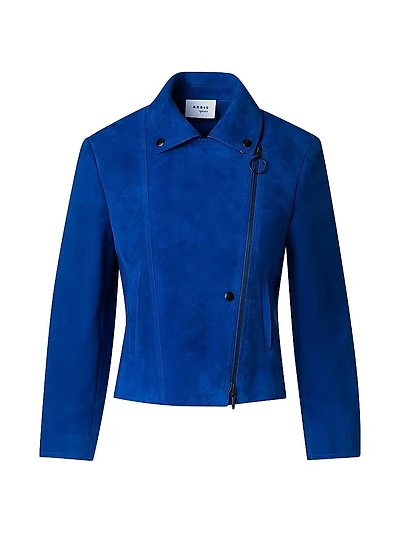 Suede Cropped Biker Jacket