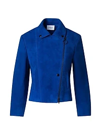Suede Cropped Biker Jacket