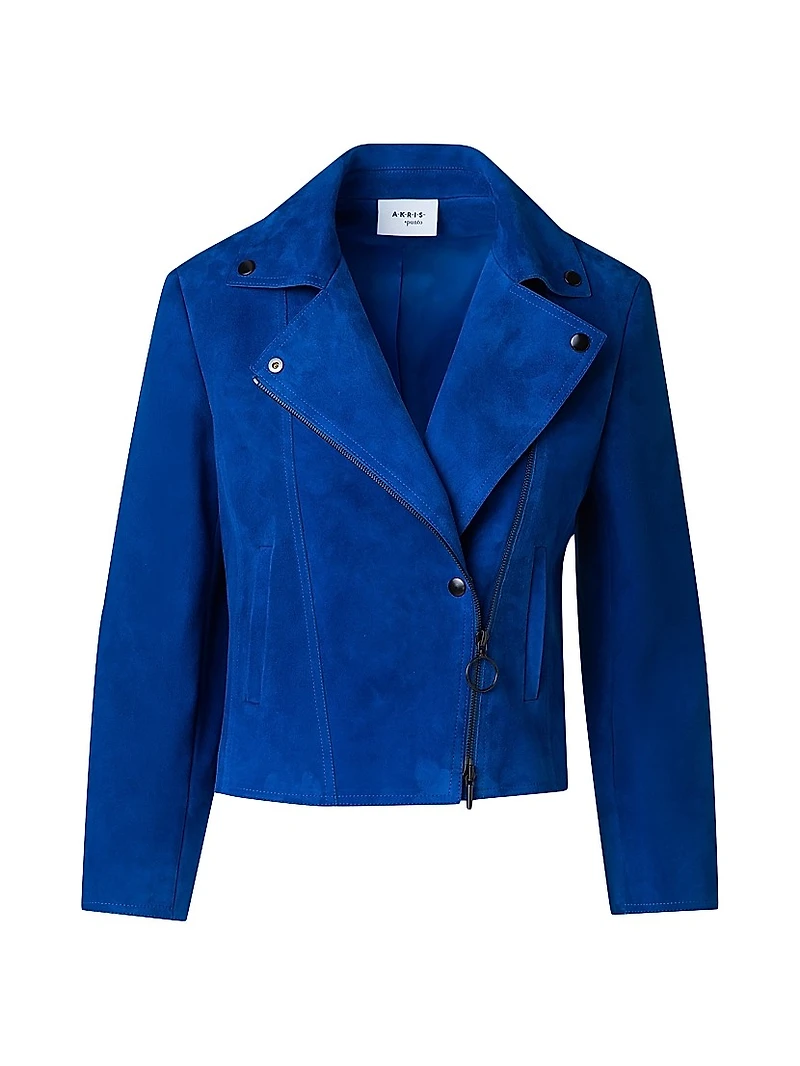 Suede Cropped Biker Jacket