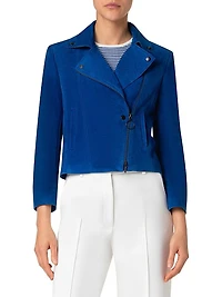 Suede Cropped Biker Jacket