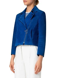 Suede Cropped Biker Jacket