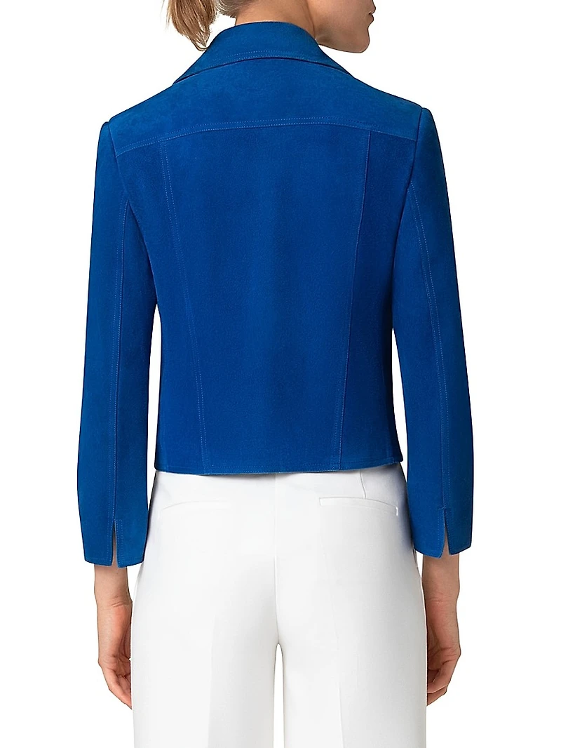 Suede Cropped Biker Jacket