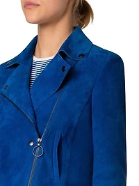 Suede Cropped Biker Jacket