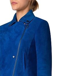 Suede Cropped Biker Jacket
