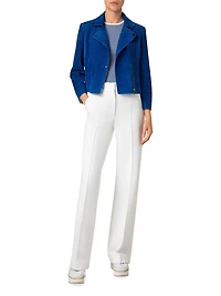 Suede Cropped Biker Jacket