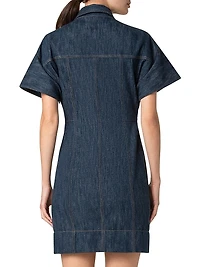 Cotton-Wool Denim Zip-Front Dress