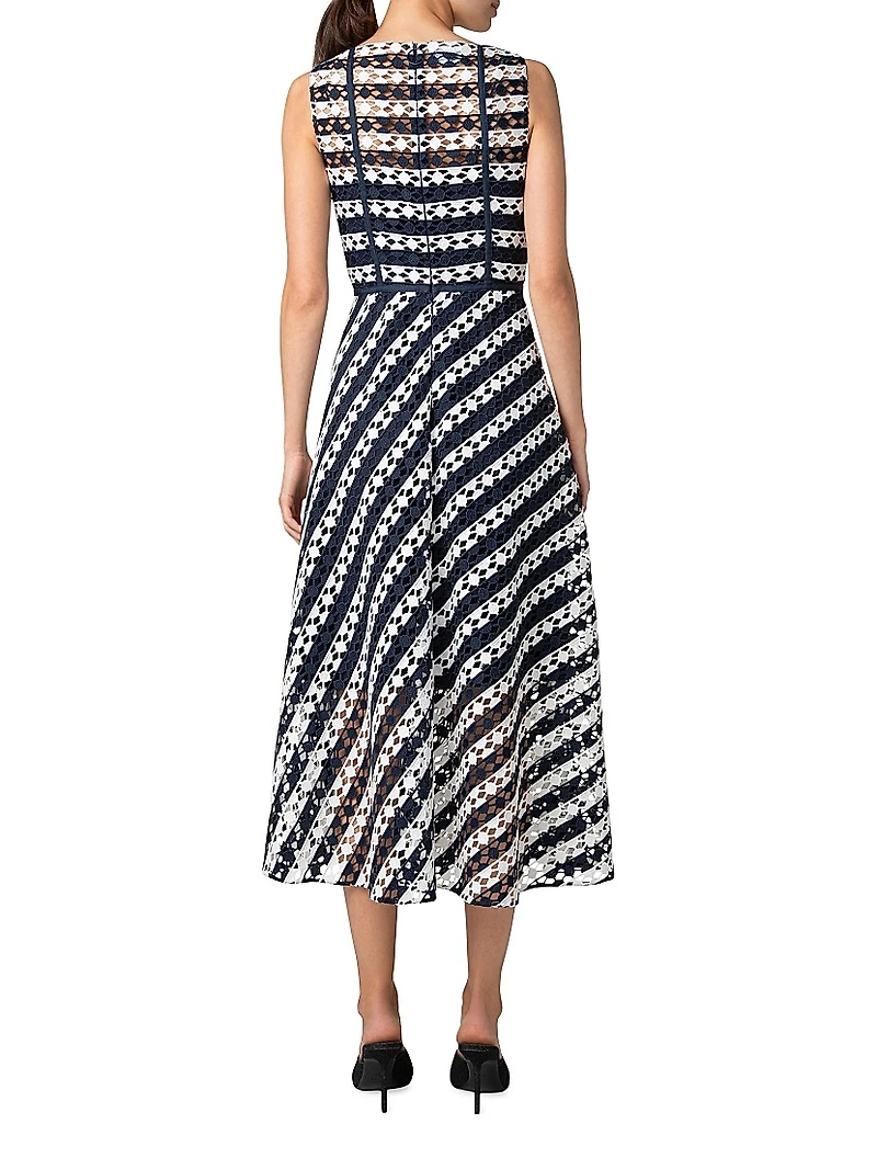 Striped Guipure Lace Maxi Dress