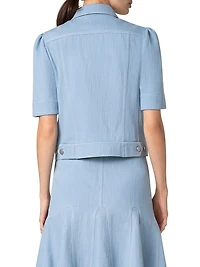 Stretch Denim Puff-Sleeve Jacket