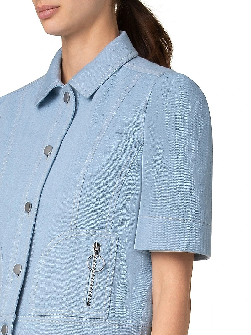 Stretch Denim Puff-Sleeve Jacket