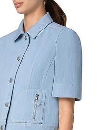 Stretch Denim Puff-Sleeve Jacket