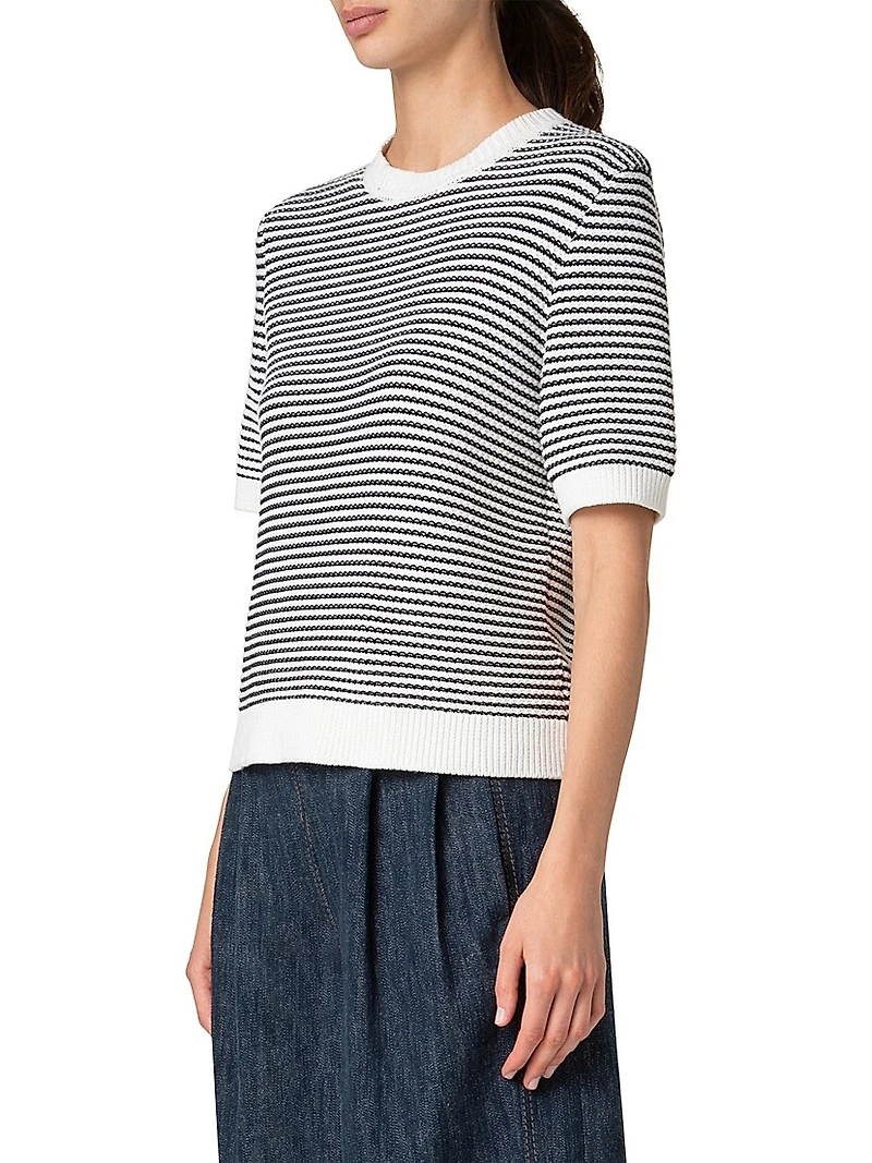 Striped Knit Cotton Sweater