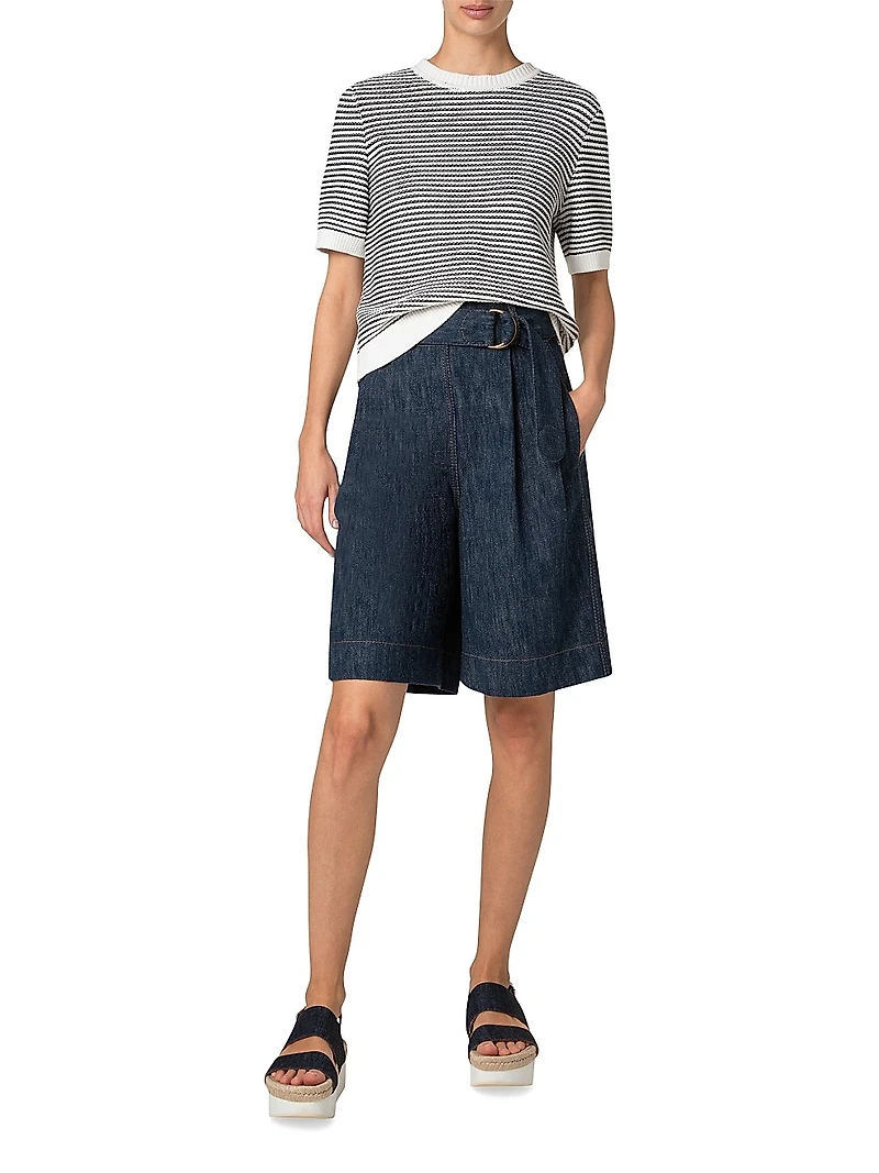 Striped Knit Cotton Sweater