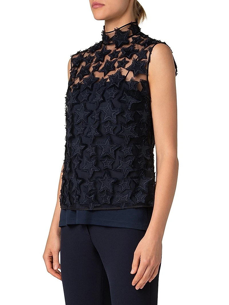 Star Sleeveless Tulle Top