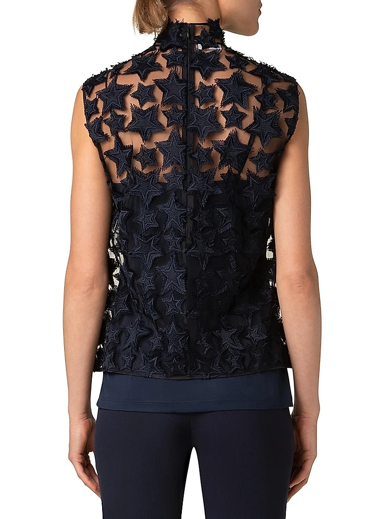 Star Sleeveless Tulle Top