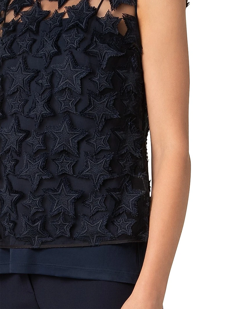 Star Sleeveless Tulle Top