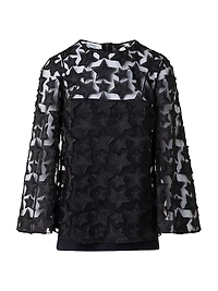 Star Embroidered Tulle Top