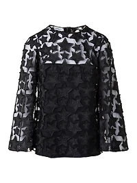 Star Embroidered Tulle Top