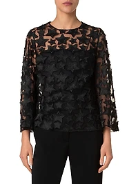 Star Embroidered Tulle Top