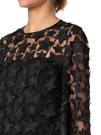 Star Embroidered Tulle Top