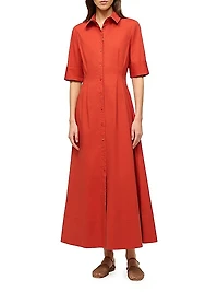 Joan Stretch-Cotton Maxi Shirtdress