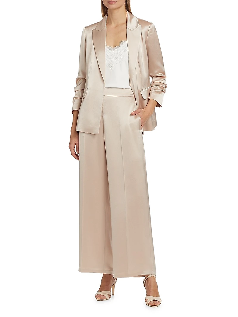 Ashlynn Satin Single-Breasted Blazer