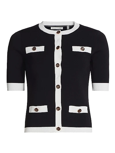 Nalida Contrast Short-Sleeve Cardigan