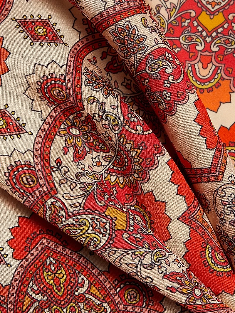 Printed The Madeline Stretch Silk Blouse