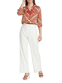 Printed The Madeline Stretch Silk Blouse