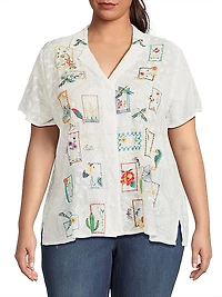 Plus Cooper Button-Front Blouse