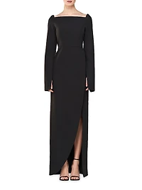 Katerina Crepe Split-Sleeve Gown