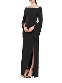 Katerina Crepe Split-Sleeve Gown