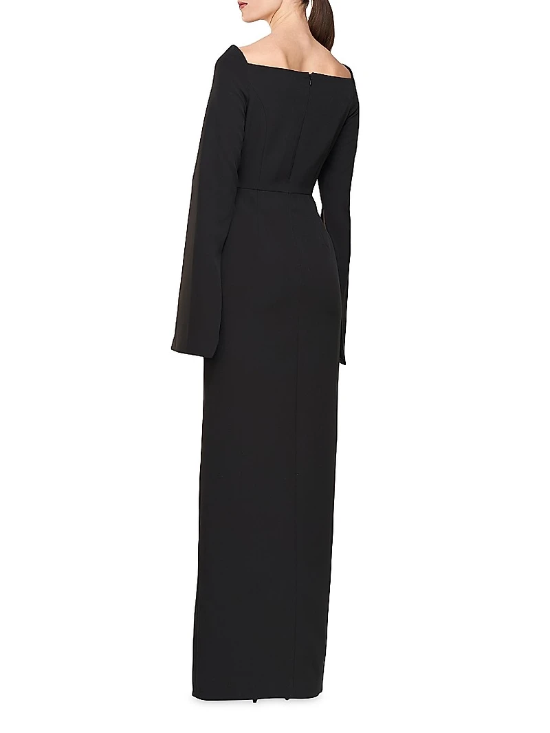 Katerina Crepe Split-Sleeve Gown