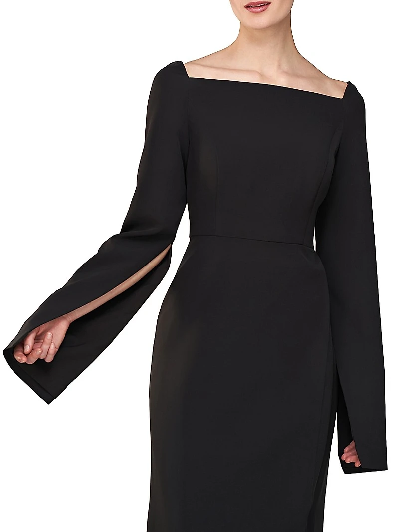 Katerina Crepe Split-Sleeve Gown