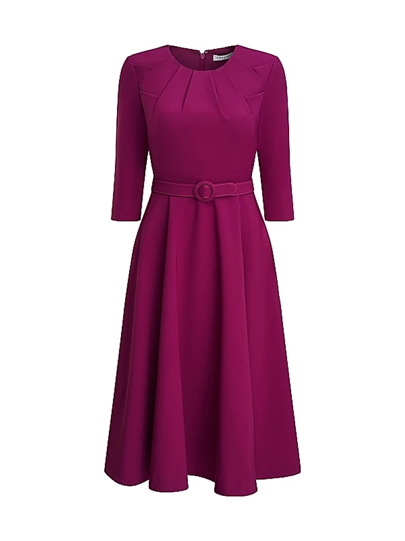 Lynette Crepe Belted Midi-Dress