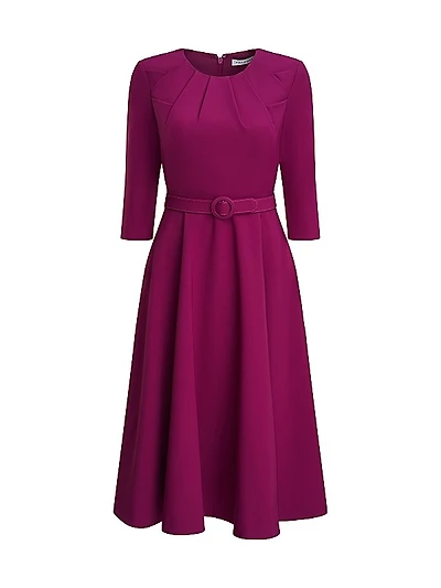 Lynette Crepe Belted Midi-Dress