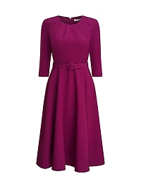 Lynette Crepe Belted Midi-Dress