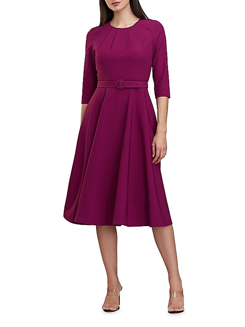 Lynette Crepe Belted Midi-Dress
