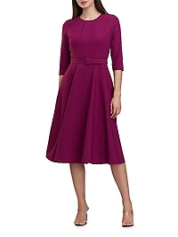 Lynette Crepe Belted Midi-Dress