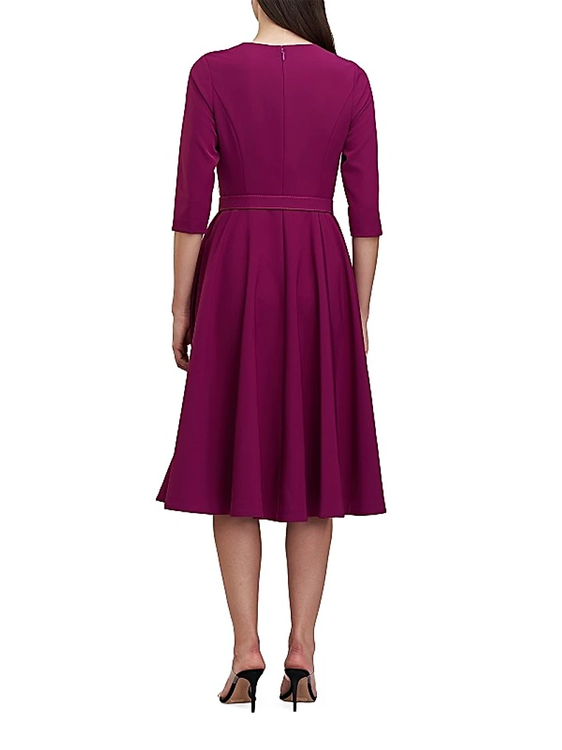 Lynette Crepe Belted Midi-Dress
