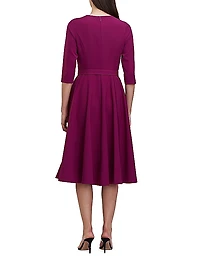Lynette Crepe Belted Midi-Dress