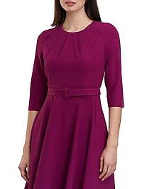 Lynette Crepe Belted Midi-Dress