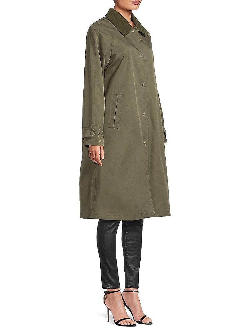 Twill Snap-Front A-Line Coat